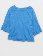 Aerie It's Casual Knit Slub T-Shirt - Rome Blue