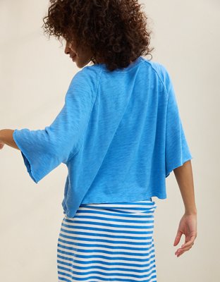 Aerie It's Casual Knit Slub T-Shirt - Rome Blue