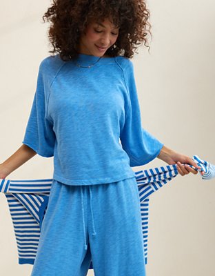 Aerie It's Casual Knit Slub T-Shirt - Rome Blue