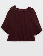 Aerie It's Casual Knit Slub T-Shirt - Royal Berry