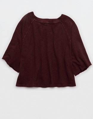 Aerie It's Casual Knit Slub T-Shirt - Royal Berry