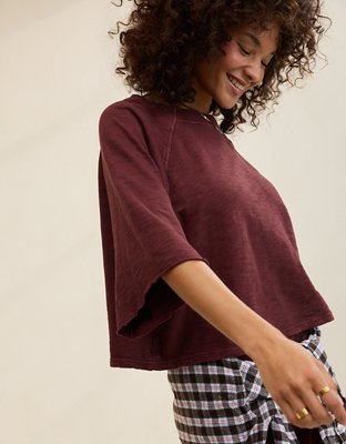 Aerie It's Casual Knit Slub T-Shirt - Royal Berry
