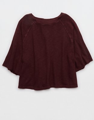Aerie It's Casual Knit Slub T-Shirt - Royal Berry