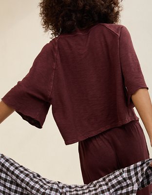 Aerie It's Casual Knit Slub T-Shirt - Royal Berry
