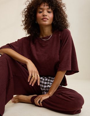 Aerie It's Casual Knit Slub T-Shirt - Royal Berry