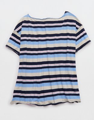 Aerie Off The Shoulder Oversized Boyfriend T-Shirt - Navy
