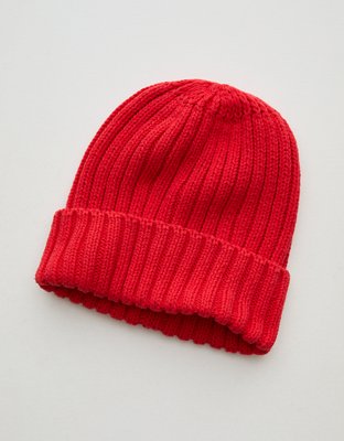 Aerie Ribbed Beanie - Bright Red