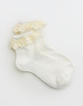 Aerie Delicate Lace Trim Quarter Socks - Soft Muslin
