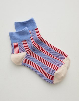 Aerie Striped Quarter Socks - Monaco Blue
