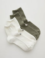 Aerie Icon Embriodered Quarter Socks - Faded Olive