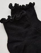 Aerie Lace Ruffle Quarter Socks - True Black