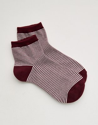 Aerie Striped Cotton Shortie Socks - Royal Berry