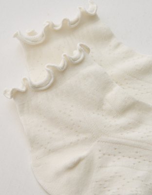 Aerie Pointelle Cotton Shortie Socks - Soft Muslin