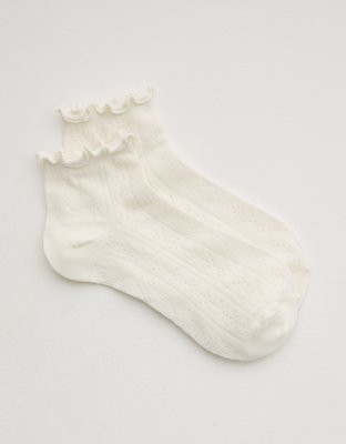 Aerie Pointelle Cotton Shortie Socks - Soft Muslin