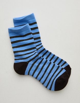 Aerie Striped Crew Socks - Cloudy Blue