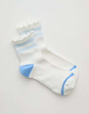 Aerie Ruffle Quarter Socks - Horizon Sky