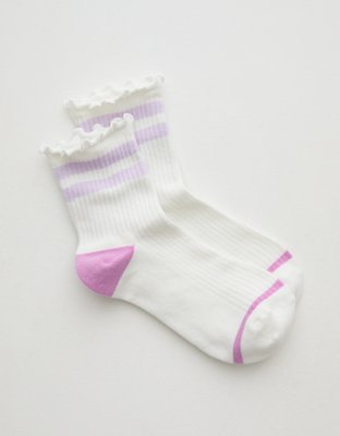 Aerie Ruffle Quarter Socks - Planet Pink