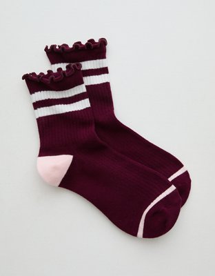 Aerie Ruffle Quarter Socks - Royal Berry
