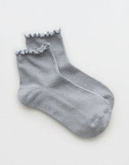 Aerie Glitter Ruffle Quarter Socks - Salty Air