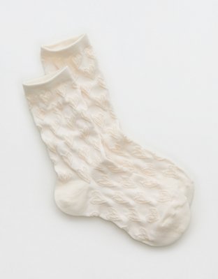Aerie Puffy Heart Crew Socks - Soft Muslin