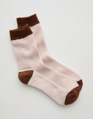 Aerie Marled Rib Crew Socks - Brown