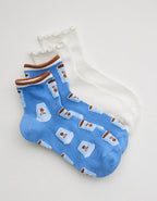 Aerie Ribbed Cotton Quarter Sock 2-Pack - Rome Blue