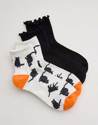 Aerie Ribbed Cotton Quarter Sock 2-Pack - Orange