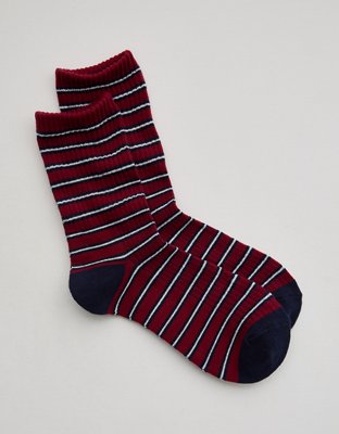 Aerie Ribbed Cotton Crew Socks - Deep Ruby