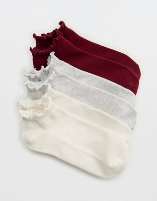 Aerie Ruffle Ankle Sock 3-Pack - Cream