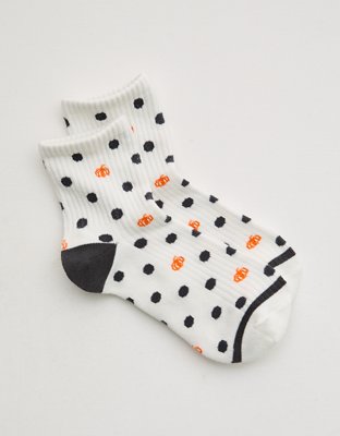 Aerie Ribbed Cotton Quarter Socks - White
