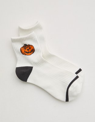 Aerie Ribbed Cotton Quarter Socks - Orange
