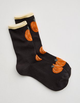 Aerie Ribbed Cotton Crew Socks - Grey