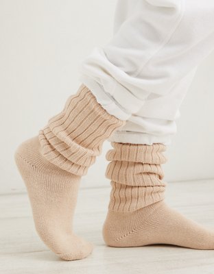 Aerie Marled Slouchy Socks - Cream