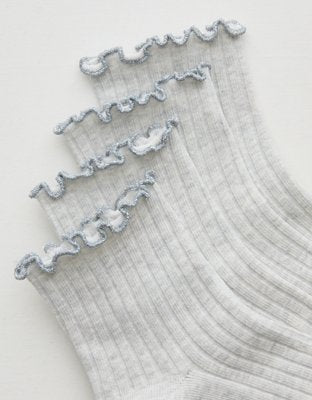 Aerie Ruffle Quarter Sock 2-Pack - Gray