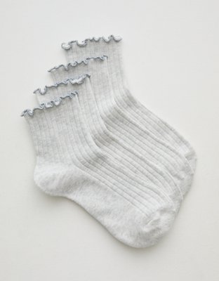 Aerie Ruffle Quarter Sock 2-Pack - Gray