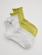 Aerie Ruffle Quarter Sock 2-Pack - Grey