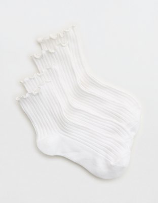 Aerie Ruffle Quarter Sock 2-Pack - Bright White
