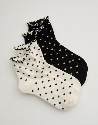 Aerie Ruffle Quarter Sock 2-Pack - Soft Muslin