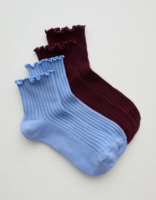 Aerie Ruffle Quarter Sock 2-Pack - Royal Berry