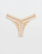 SMOOTHEZ Microfiber Lace High Cut Thong Underwear - Sands