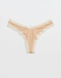 SMOOTHEZ Microfiber Lace High Cut Thong Underwear - Sands