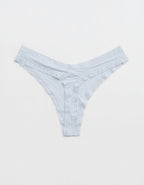 SMOOTHEZ Microfiber Lace High Cut Thong Underwear - Misty Sky