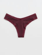 SMOOTHEZ Microfiber Lace High Cut Thong Underwear - Royal Berry