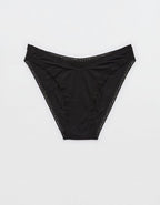 SMOOTHEZ Microfiber Lace Bikini Underwear - True Black