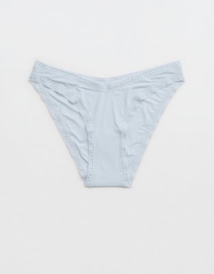 SMOOTHEZ Microfiber Lace Bikini Underwear - Misty Sky