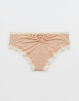 SMOOTHEZ Microfiber Lace Cheeky Underwear - Sands