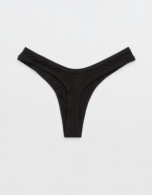Superchill Modal Rib Thong Underwear - True Black