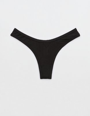 Superchill Modal Rib Thong Underwear - True Black