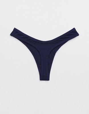 Superchill Modal Rib Thong Underwear - Navy