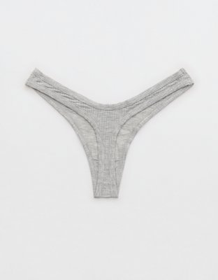 Superchill Modal Rib Thong Underwear - Medium Heather Gray